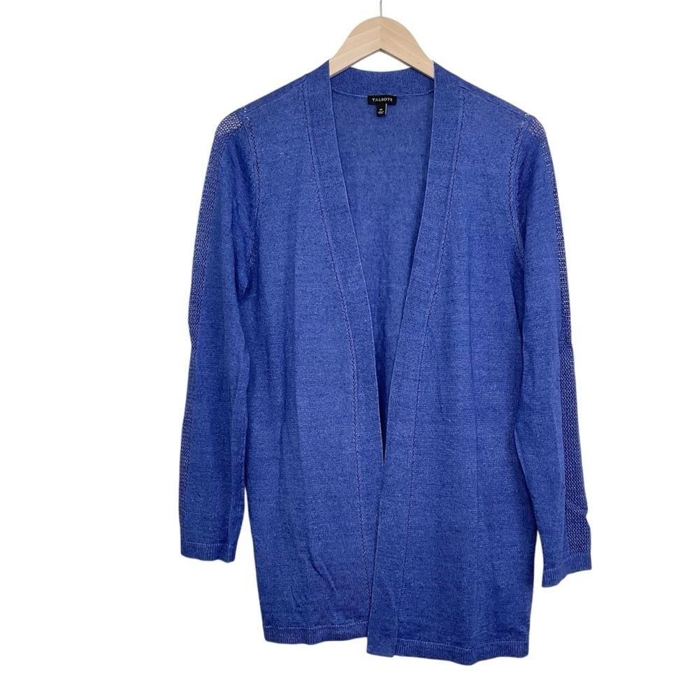Talbots Blue Linen Cardigan Size Medium